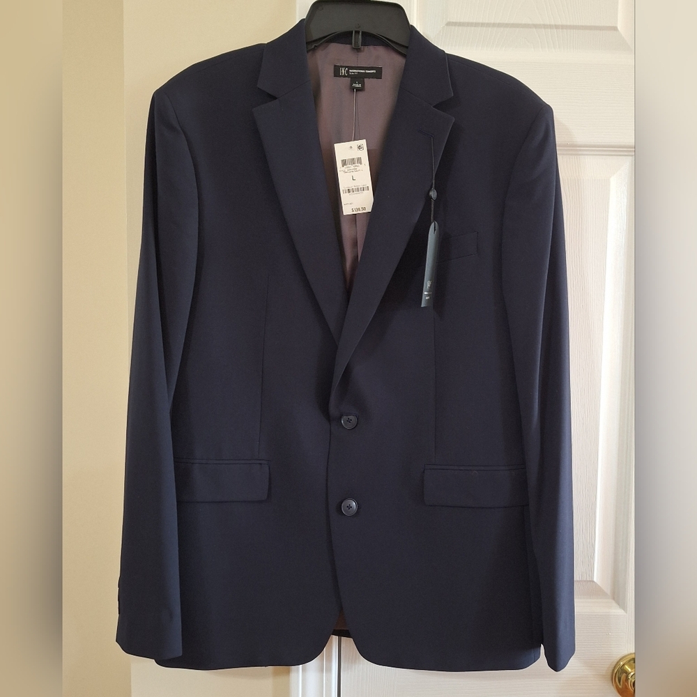 New INC International Concepts Blazer~Jacket~Sports Coat~Navy Blue~Slim Fit~Lg